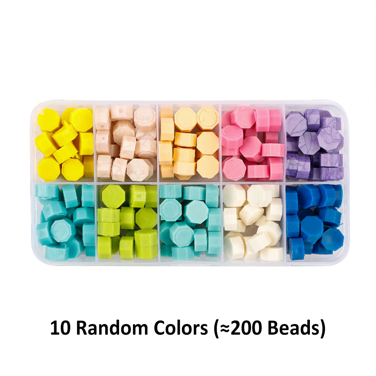 Sealing Wax Beads Transparent Box - Random 10/15/24 colors  METGIFT 10 Random Colors (80+ Stamps)  