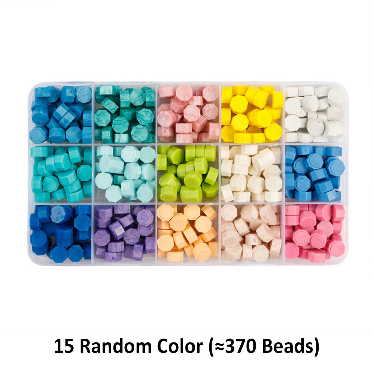 Sealing Wax Beads Transparent Box - Random 10/15/24 colors  METGIFT 15 Random Colors (120+ Stamps)  