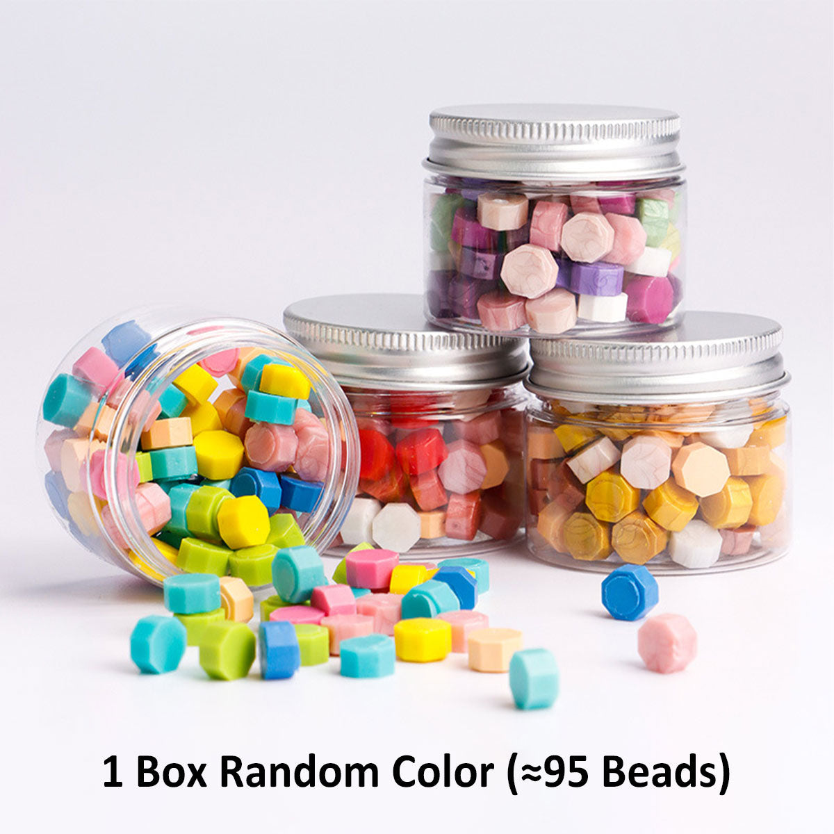 Sealing Wax Beads Transparent Box - Random 10/15/24 colors  METGIFT 1 Box Random Cplors (38+ Stamps)  