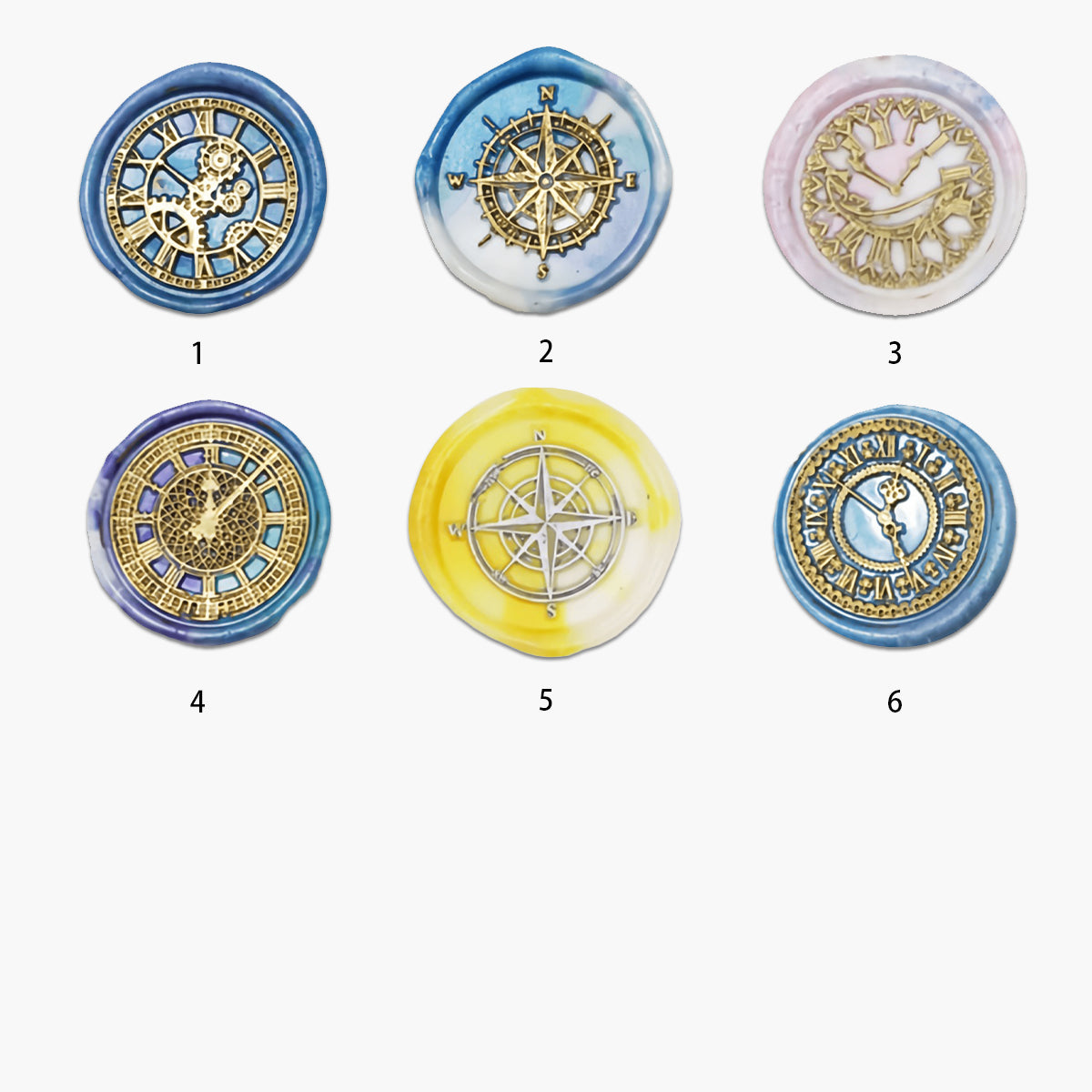 Clock & Compass Wax Seal Stamp (6 Designs)