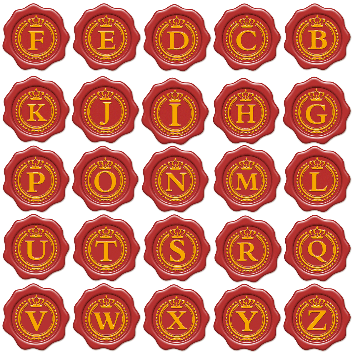 Crown Letter A-Z Wax Seal Stamp  METGIFT 25MM (0.98'Inch) ALL (A~Z) No Thanks