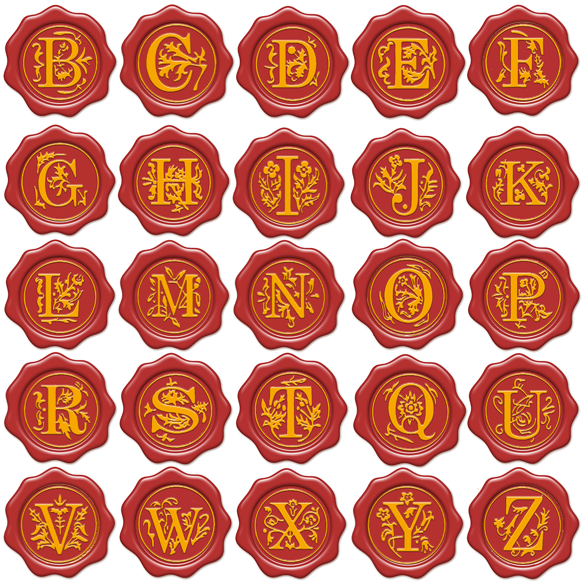 Fancy Letter A-Z Wax Seal Stamp  METGIFT 25MM (0.98'Inch) ALL (A~Z) No Thanks
