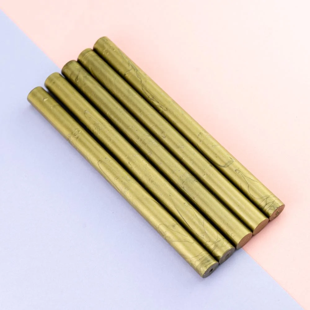 Green Gold Sealing Wax Sticks - 5 Sticks  METGIFT   
