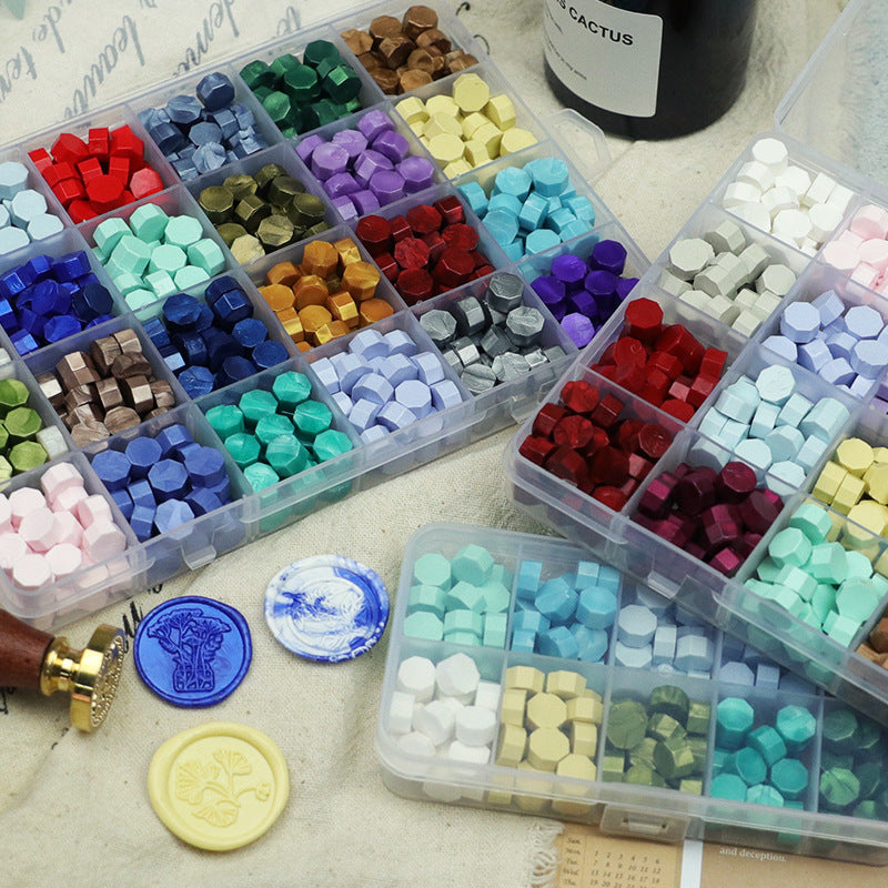Sealing Wax Beads Transparent Box - Random 10/15/24 colors  METGIFT   